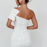 Grecca One-Shoulder Mini Dress Off White