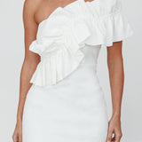 Grecca One-Shoulder Mini Dress Off White