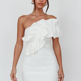Grecca One-Shoulder Mini Dress Off White