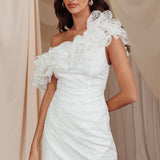 Hollyn One-Shoulder Ruffle Mini Dress White