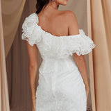 Hollyn One-Shoulder Ruffle Mini Dress White