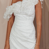 Hollyn One-Shoulder Ruffle Mini Dress White