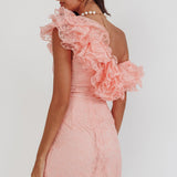 Hollyn One-Shoulder Ruffle Mini Dress Blush