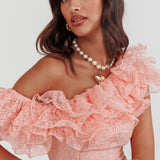 Hollyn One-Shoulder Ruffle Mini Dress Blush
