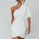 Lironne One Shoulder Mini Dress Off White