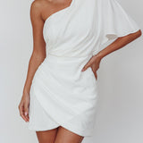 Lironne One Shoulder Mini Dress Off White