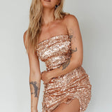 Drive Me Crazy Sequin Mini Dress Rose Gold