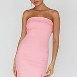 Jordi Foldover Neckline Mini Dress Baby Pink