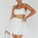 Karrie Layered Ballet Mini Skirt White