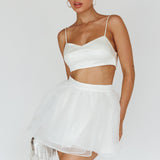 Karrie Layered Ballet Mini Skirt White