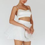 Karrie Layered Ballet Mini Skirt White