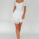 Tayah Tiered Lace Mini Dress Off White