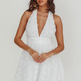 Lovelle Halter Neck Rosette Mini Dress White