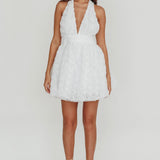 Lovelle Halter Neck Rosette Mini Dress White