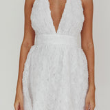 Lovelle Halter Neck Rosette Mini Dress White