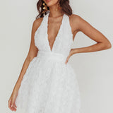 Lovelle Halter Neck Rosette Mini Dress White