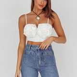 Romina Rose Bust Crop Top Ivory