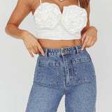 Romina Rose Bust Crop Top Ivory
