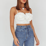 Romina Rose Bust Crop Top Ivory