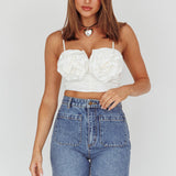 Romina Rose Bust Crop Top Ivory