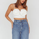 Romina Rose Bust Crop Top Ivory