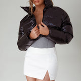 Eadie Crop Puffer Jacket Black