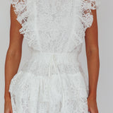 Sevila Sleeveless Lace Romper White