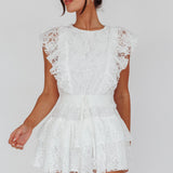 Sevila Sleeveless Lace Romper White