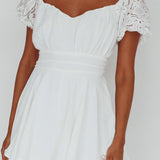 Lianah Lace Sleeve Tied Back Romper White