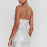 She Slays Strapless Sequin Dress Silver