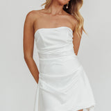 Toni Strapless Ruched Mini Dress White