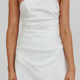 Toni Strapless Ruched Mini Dress White