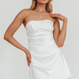 Toni Strapless Ruched Mini Dress White