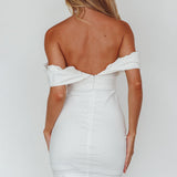 Oui Madame Off Shoulder Mini Dress Off White