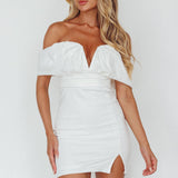 Oui Madame Off Shoulder Mini Dress Off White