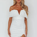 Oui Madame Off Shoulder Mini Dress Off White