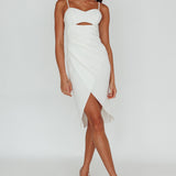 Amairani Cut-Out Bust Midi Dress White