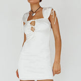 Yris String Tie Detail Mini Dress Off White