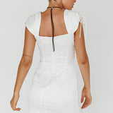 Yris String Tie Detail Mini Dress Off White