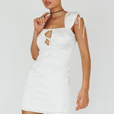 Yris String Tie Detail Mini Dress Off White