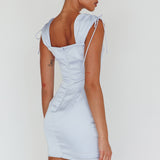Yris String Tie Detail Mini Dress Sky