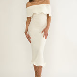 Rayna Off-Shoulder Midi Dress Ivory