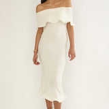 Rayna Off-Shoulder Midi Dress Ivory