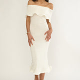 Rayna Off-Shoulder Midi Dress Ivory