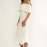 Rayna Off-Shoulder Midi Dress Ivory