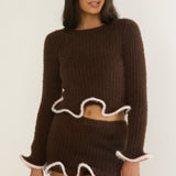 Pailin Lettuce Edge Knit Skort Brown