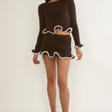 Pailin Lettuce Edge Knit Skort Brown