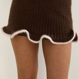Pailin Lettuce Edge Knit Skort Brown