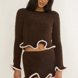 Pailin Lettuce Edge Knit Skort Brown