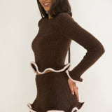 Pailin Lettuce Edge Knit Skort Brown